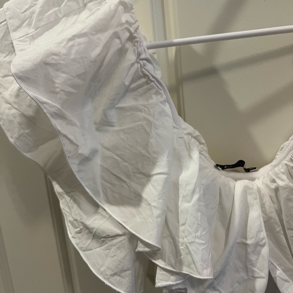 Zara White Ruffled Ribbed Bodysuit - Picture 2 of 2